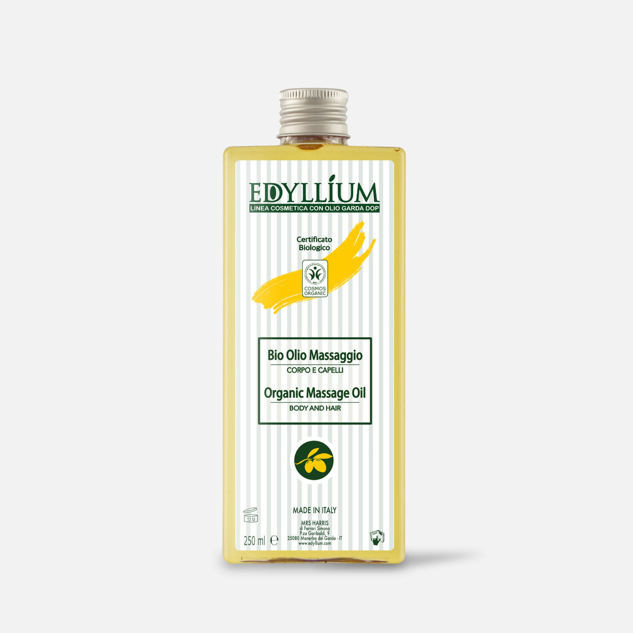 Edyllium bio olio da massaggio con olio di oliva Dop Garda, Olio di Sesamo