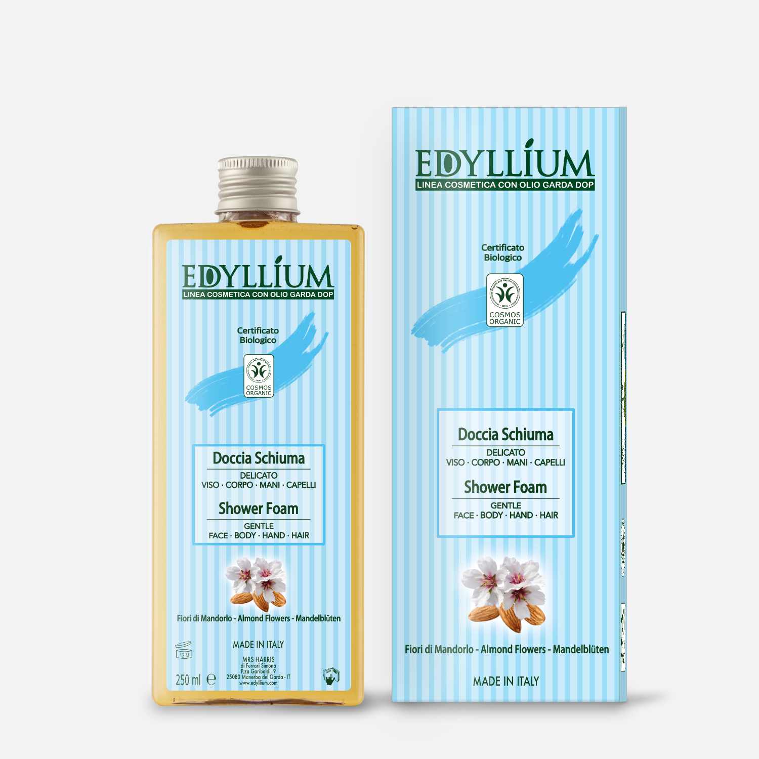 doccia schiuma mandorla fiori di mandorlo dellicato con olio oliva dop garda