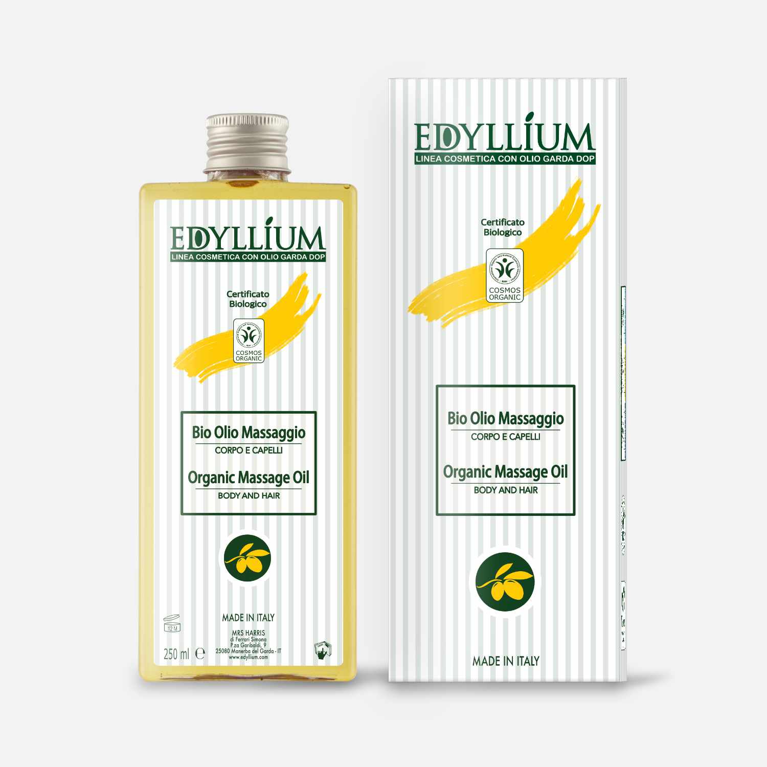 Edyllium bio olio da massaggio con olio di oliva Dop Garda, Olio di Sesamo